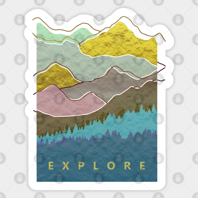 Watercolor Mountains Geometric Nature Woods Aesthetic Sticker by FandomizedRose